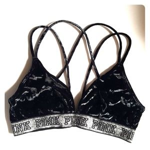 Victoria's Secret PINK black stretch velvet bralet